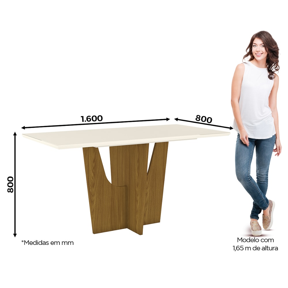 Conjunto Mesa de Jantar Solus Retangular e 6 Cadeiras Vita Henn -  Nature/Linho