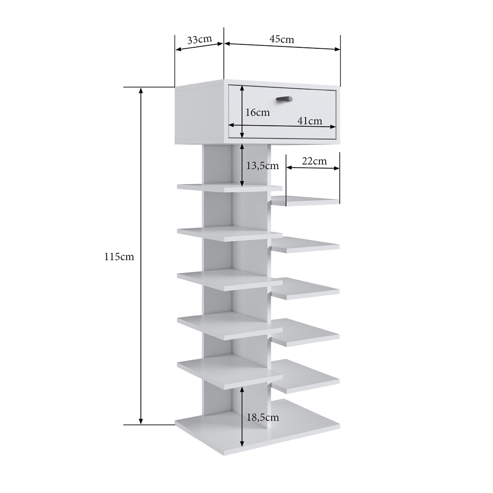 Sapateira Vertical para até 30 Pares com 10 prateleiras