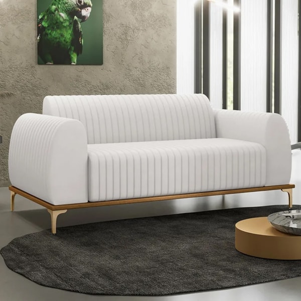 Sofá 150cm 2 Lugares Base Gold Molino D06 PU C-12 Branco - Mpozenato -  MPozenato