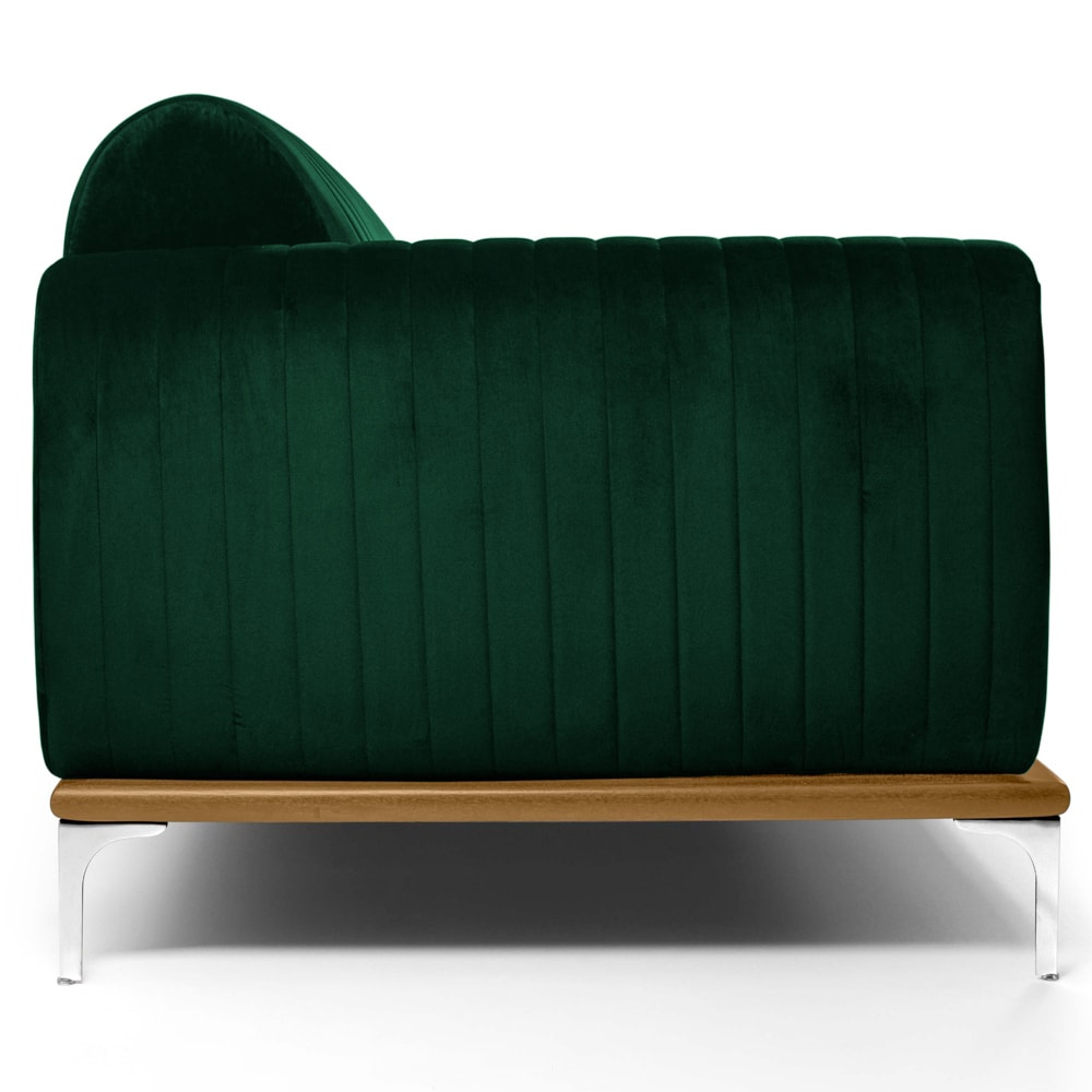 Sofá 280cm 4 Lugares Pés Rose Gold Molino B303 Veludo Verde Musgo