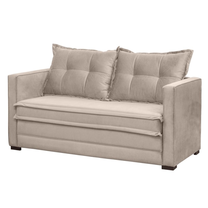 Sofá Cama Casal Articulável 2 Lugares Londres Suede Bege D'Monegatto