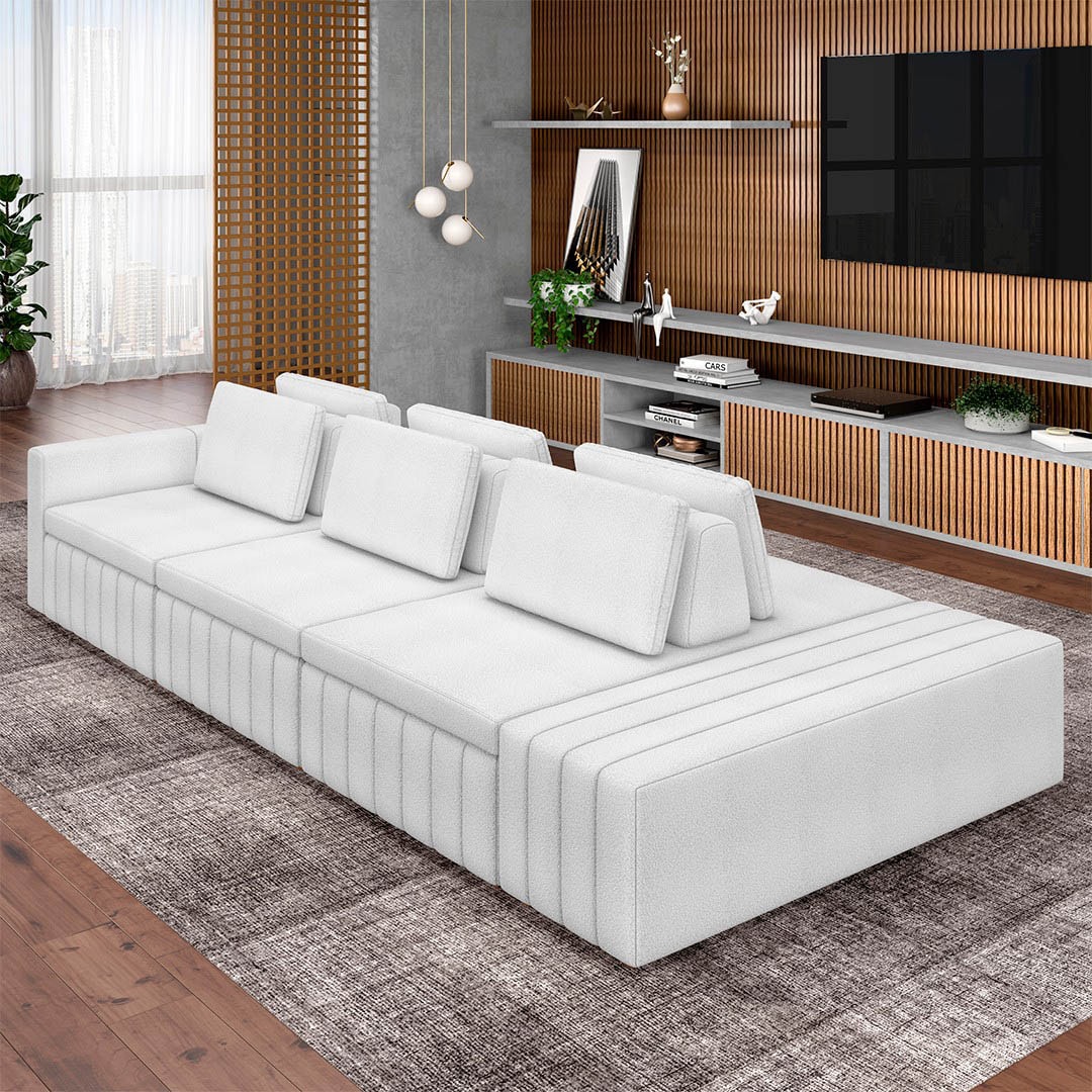 White and wood sofa sales
