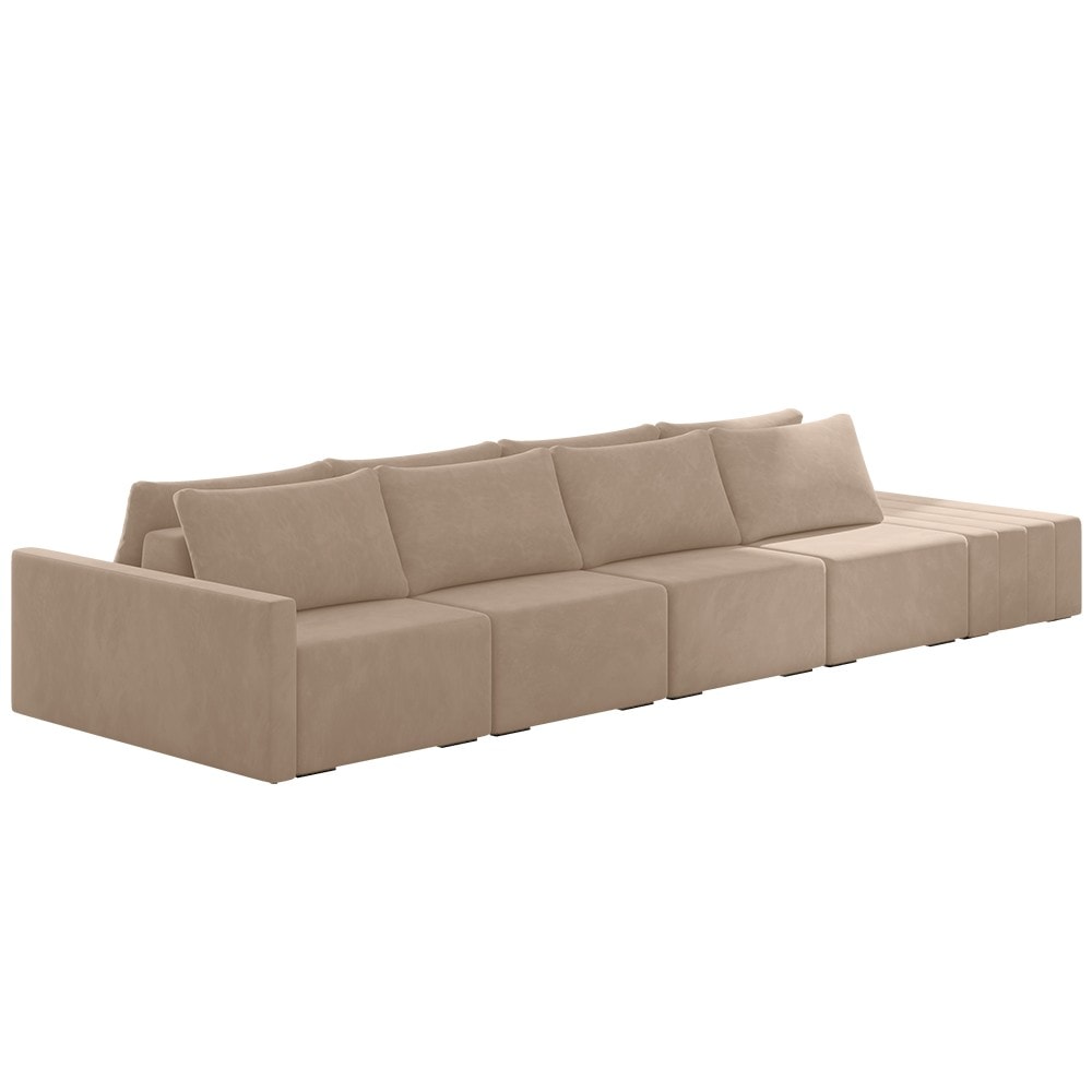 Sofá Ilha Modular com Puff para Sala Living 432cm Georgia Z08