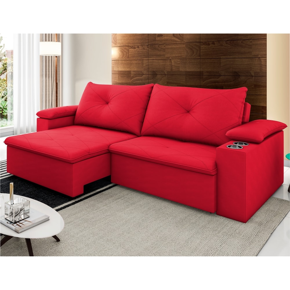 Sofá Retrátil Reclinável 2,00 m Vermelho 503 Zuqui Plus - Lidecor Móveis &  Decoração